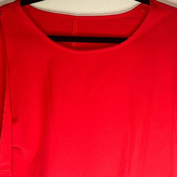 NWOT Womens Shift Tie Sleeve Round Neck Mini Dress Red Medium Casual Comfort - Picture 3 of 7